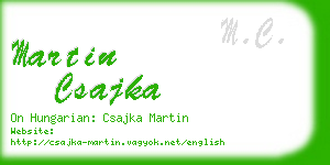 martin csajka business card